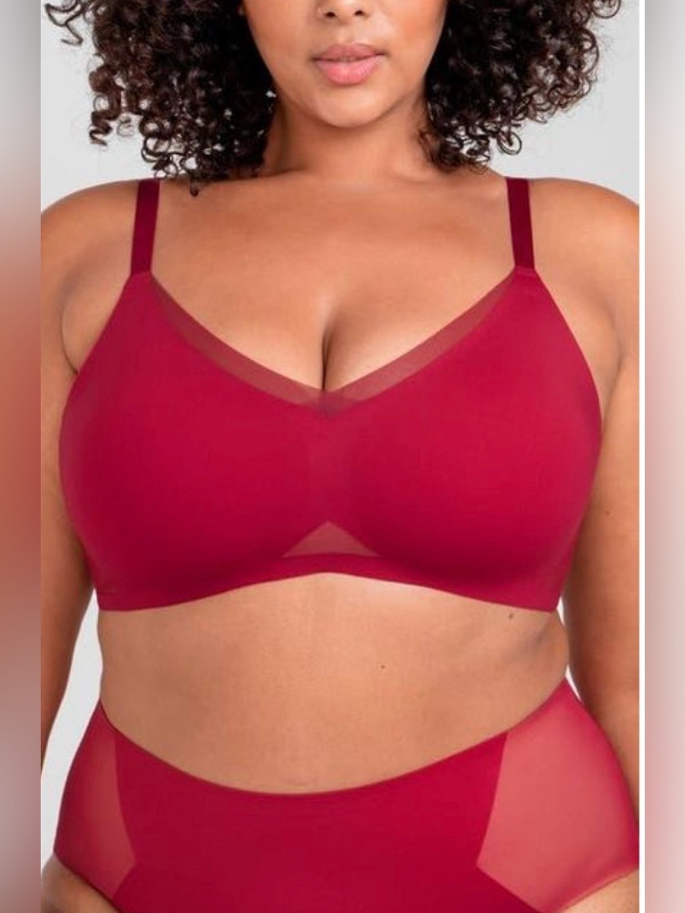 Honeylove LiftWear Crossover Bra Red 3X 44DD Wireless Mesh Support Shapewear Bra